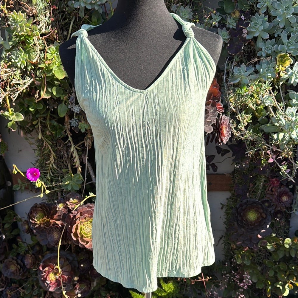 Kaileigh Green Ribbed Tank Top Relaxed Fit